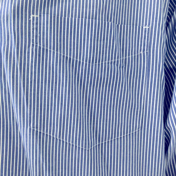Gap Classic men’s long sleeve blue white pin stripe shirt front pocket size XL - Picture 6 of 7